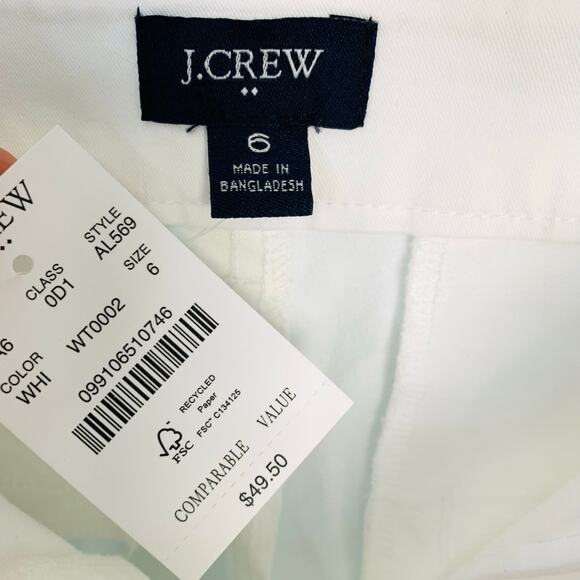 NWT J. Crew Factory White 9" Frankie Bermuda Chino Short Size 6 - Picture 6 of 6